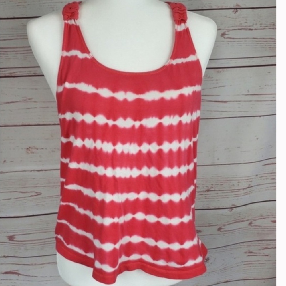 Tommy Hilfiger Razorback Tank Top in Red and White Tie Dye Stripes Womens Small
